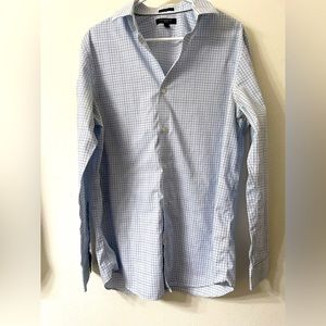 Banana Republic Blue Check Print Non Iron Camden Fit Dress Shirt